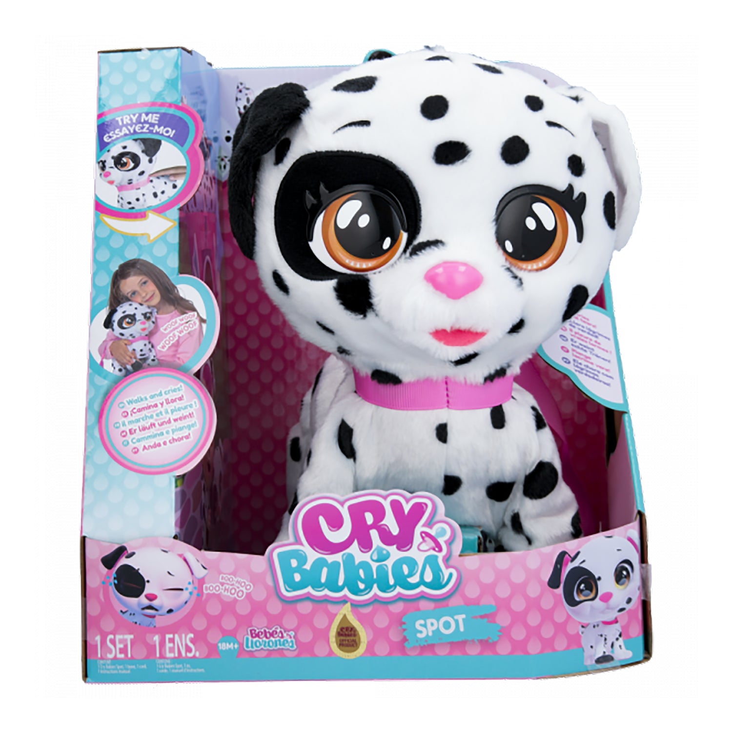 IMC TOYS - Cry Babies Spot Peluche Interattivo Dalmata - Con Suoni e Lacrime Vere